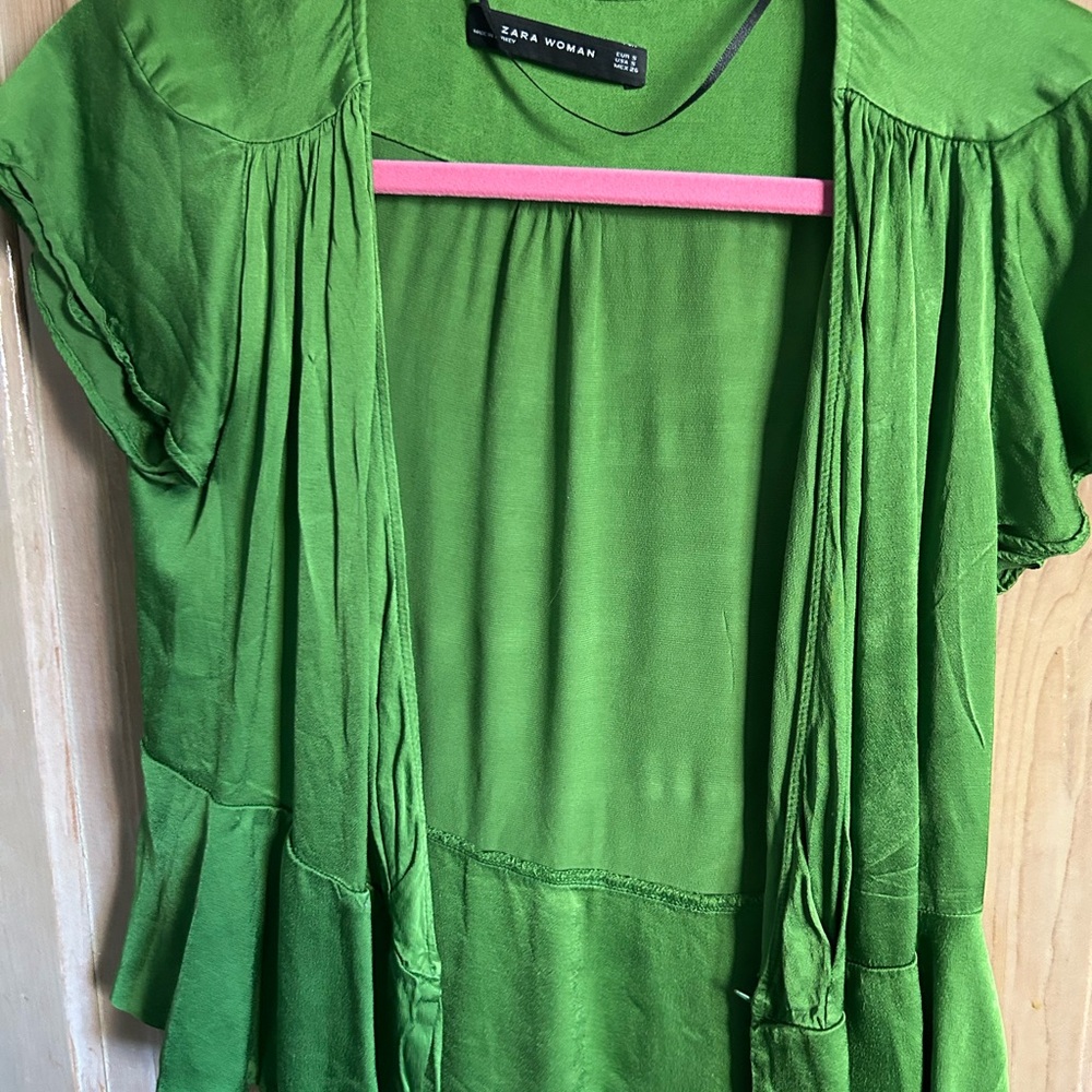 Zara Green Silk Women's Top